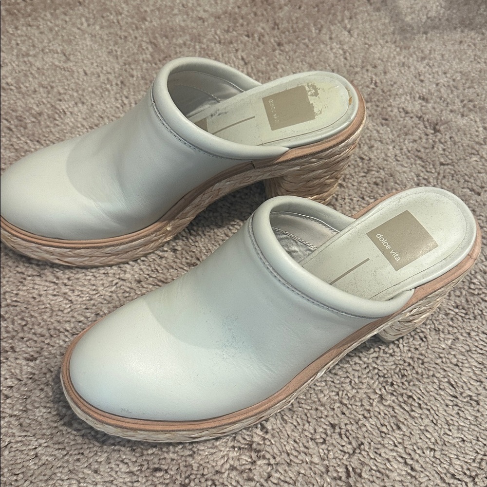 Dolce Vita White Espadrille Platform Mules-7.5